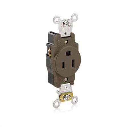 Receptacle, Single, 15A, 5-15R, 125V, Brown